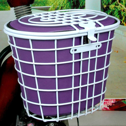 电动车篮子黑白色圆形带盖车篮电动车篮罩电动车筐配件哈雷防雨罩