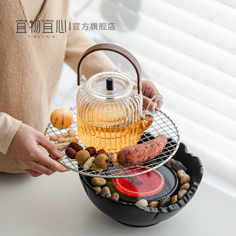 中式围炉煮茶壶家用室内配件全套电陶炉烤茶炉玻璃茶具泡茶煮茶器