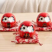 创意招财陶瓷小达摩摆件寿司料理店铺开业送礼家居玄关创意装 饰品