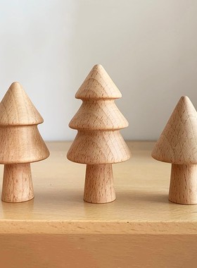 实木摆件日系可爱蘑菇手工装饰品精致小树现代简约柜子搁板装饰物