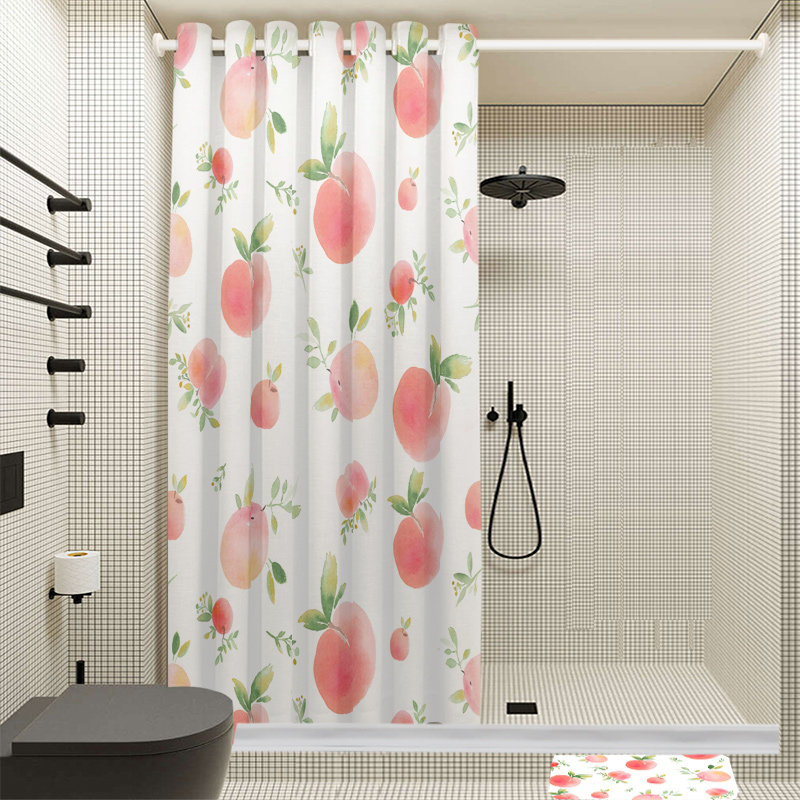 高档浴帘桃子加厚防水浴帘防霉吸磁套装卫生间隔断浴帘干湿分离布,家庭/个人清洁工具,浴帘,淘宝优惠券,粉丝福利购,淘宝优惠卷