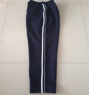 定做 拼接细白条加宽白条宽松校服裤 春秋新款 中小学生深蓝色运动裤