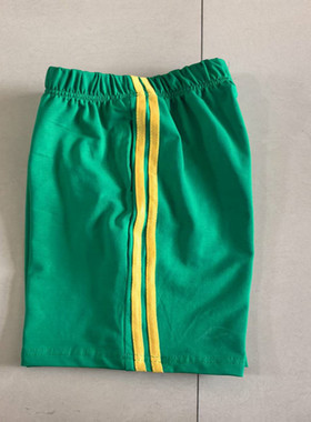 中小学生夏季薄款新款绿色短裤拼接两道黄杠宽松校服班服大码定做