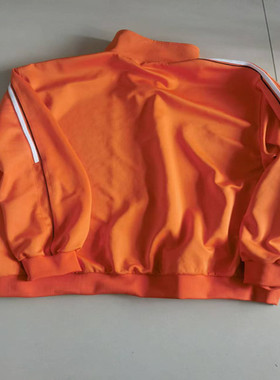 中小学生春秋新款橘色拼接黑白杠外套翻领宽松校服班服上衣可定做