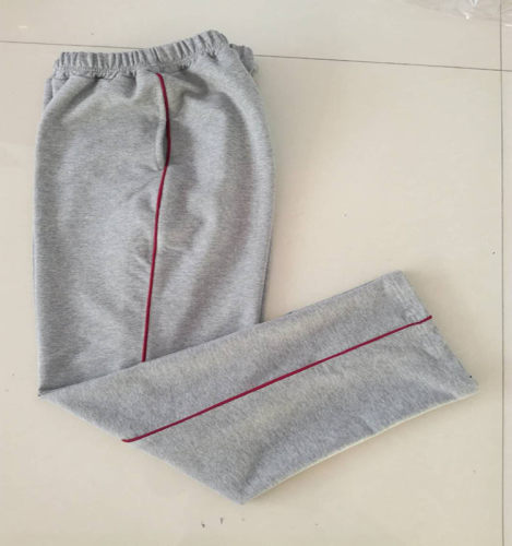 男女灰色一道细酒红杠校服直筒裤