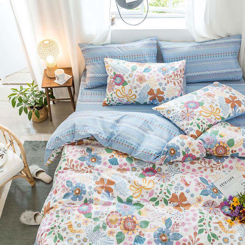 正品全棉田园小新四清件套上用床品纯棉学三生宿舍小碎花床单被套