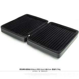 正品手炼便携珠饰宝式指戒箱双层首箱对开吊坠挂件展会拉炼包黑皮