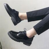 学生百闲搭男鞋 正品 青少年黑色小 鞋 男韩流英伦休鞋 潮冬季 亮皮皮版