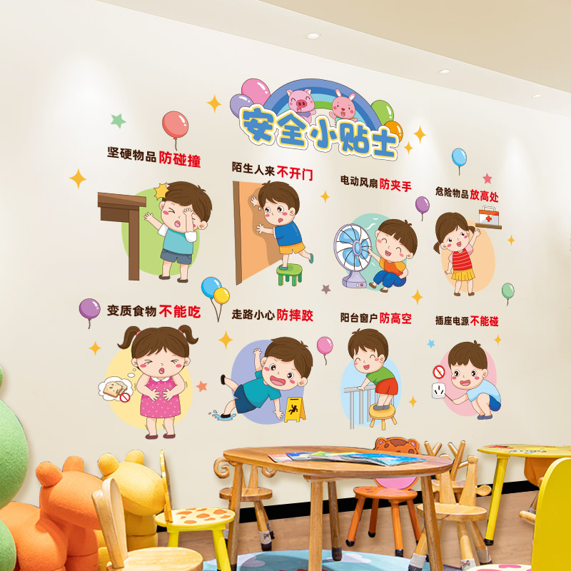 幼儿园环创主题墙面装饰安全小知识墙贴画小学教室班级布置文化墙