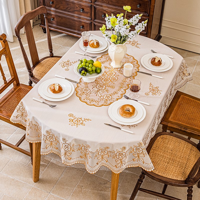 PVC椭圆桌布长方形茶几垫防水防油免洗防烫隔热台布欧式餐桌垫