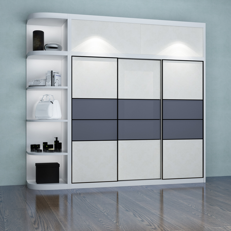 衣柜门定做衣橱推拉滑移门定制简约现代实木柜门壁橱彩绘吸塑木门