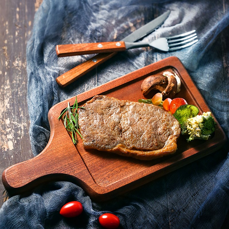 实木整板西餐牛排盘沙比利牛排板长方形面包牛扒木板托盘烤盘比萨