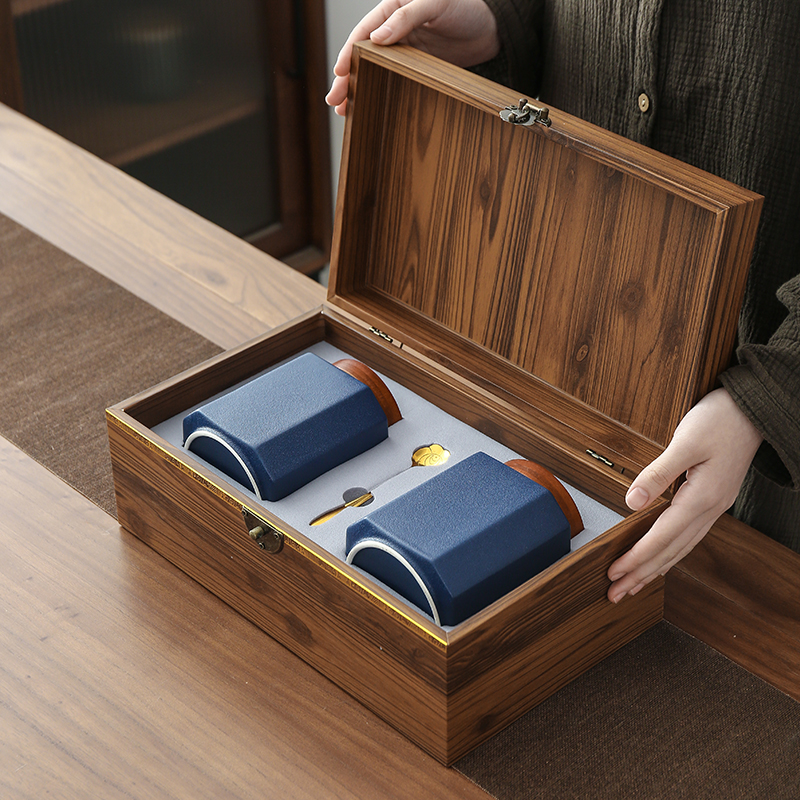 高档信阳毛尖礼盒空盒陶瓷茶叶罐密封罐通用红茶绿茶春茶叶包装盒