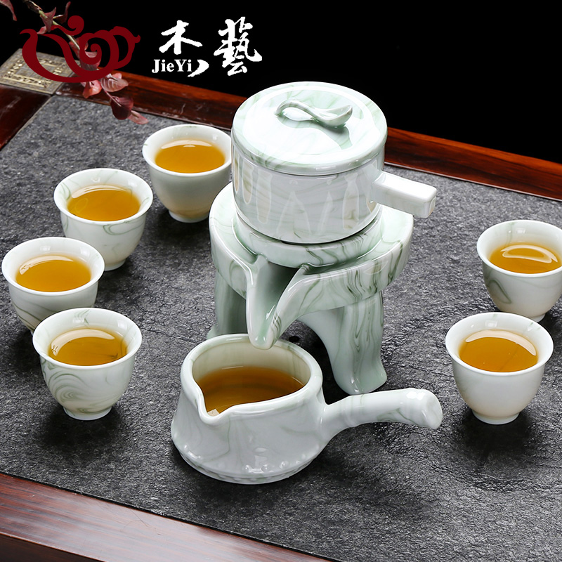 茶具套装家用懒人泡茶半全自动出水石磨功夫冲茶器陶瓷茶壶茶杯