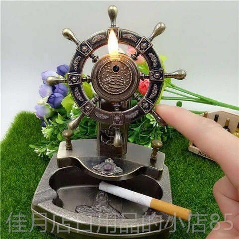 高档创意台十二生肖动物金属烟缸充气火机打办灰公室艺术装饰摆件图片