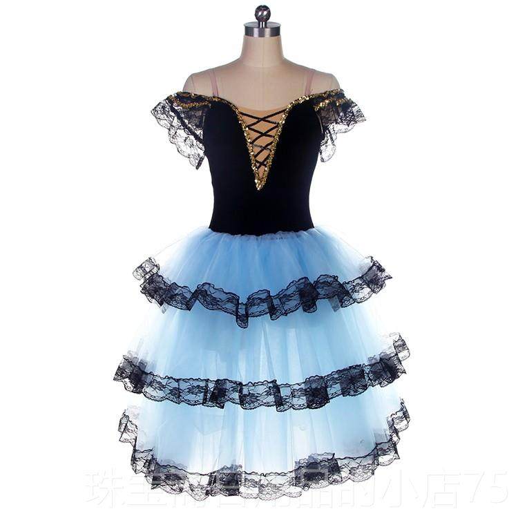 高档新款芭蕾舞演出服赛儿童舞蹈比蹈篷篷裙舞红裙色表演长堂吉诃