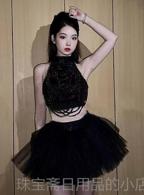 高档Tc女团同款红色演出商务演出节日舞蹈服装Kpop女团服演唱装服