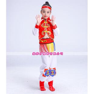 高档儿童蒙古演出萨服男服女童草原欢歌布罕马汉白舞蹈服筷子舞表