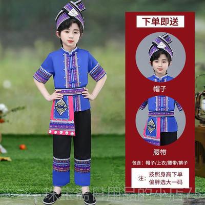 高档三族三广西壮演出服新款舞蹈服月少数民族演服装洛丽塔男女童