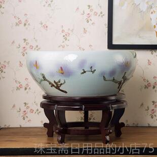 高档景镇陶瓷鱼大号养德乌龟缸盆手绘缸青花养鱼盆睡莲碗莲缸荷花