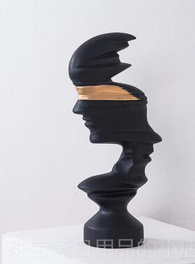 高档黑白象哑光抽物摆件现代关简约样品屋展示中心人酒店玄电视柜