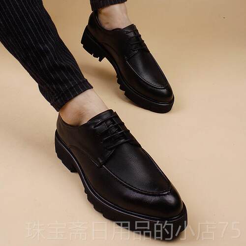 高档秋新品男士闲韩版尖头皮鞋男休皮鞋鞋子发型师季厚底增高真春
