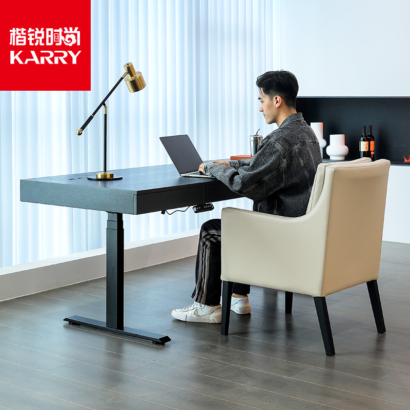 意式电动升降书桌家用客厅双人办公桌简约阳台书房电脑桌学习桌子