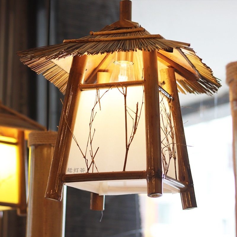 竹编房子吊灯创意个性店铺走廊阳台凉亭民宿茶室卧室竹艺复古灯具,家装灯饰光源,床头/玄关/吧台/过道吊灯,淘宝优惠券,粉丝福利购,淘宝优惠卷