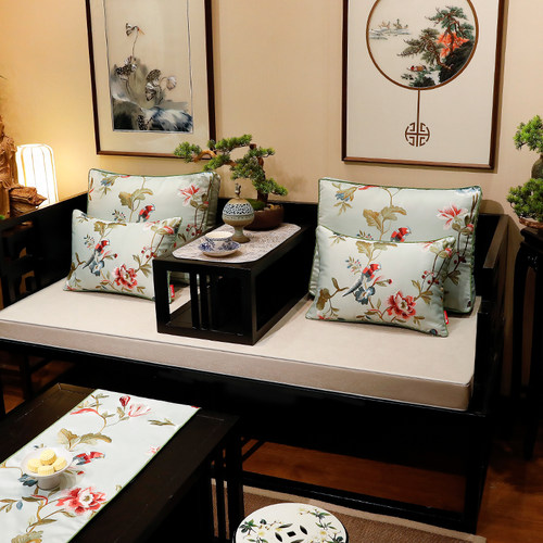 红木沙发坐垫实木椅子座垫套罩高端中式罗汉床垫子五件套防滑定制