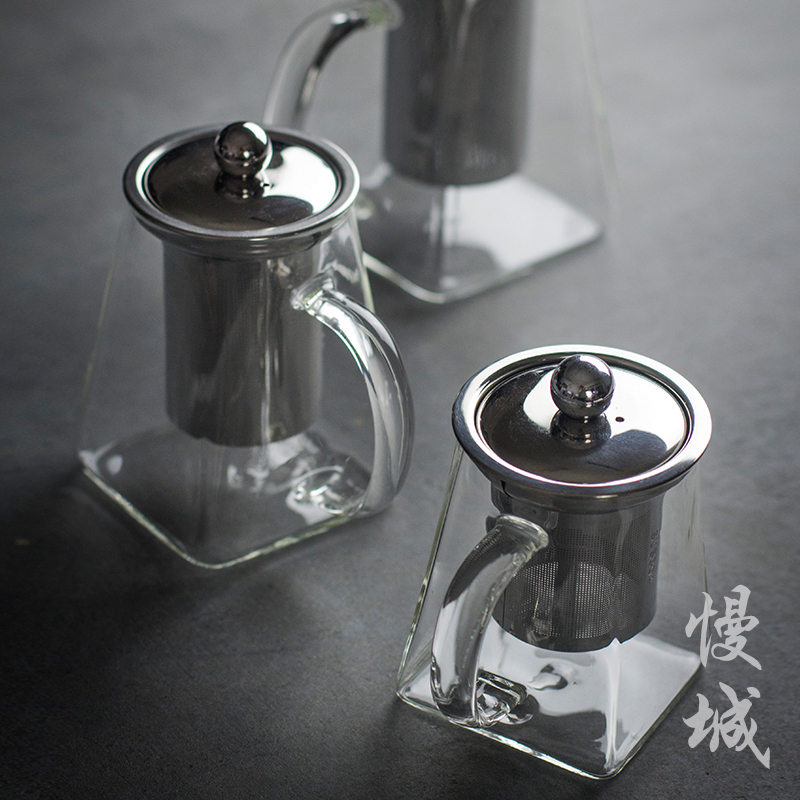 手工玻璃茶壶透明大号加厚茶海带过滤茶具茶隔耐热小号花茶壶