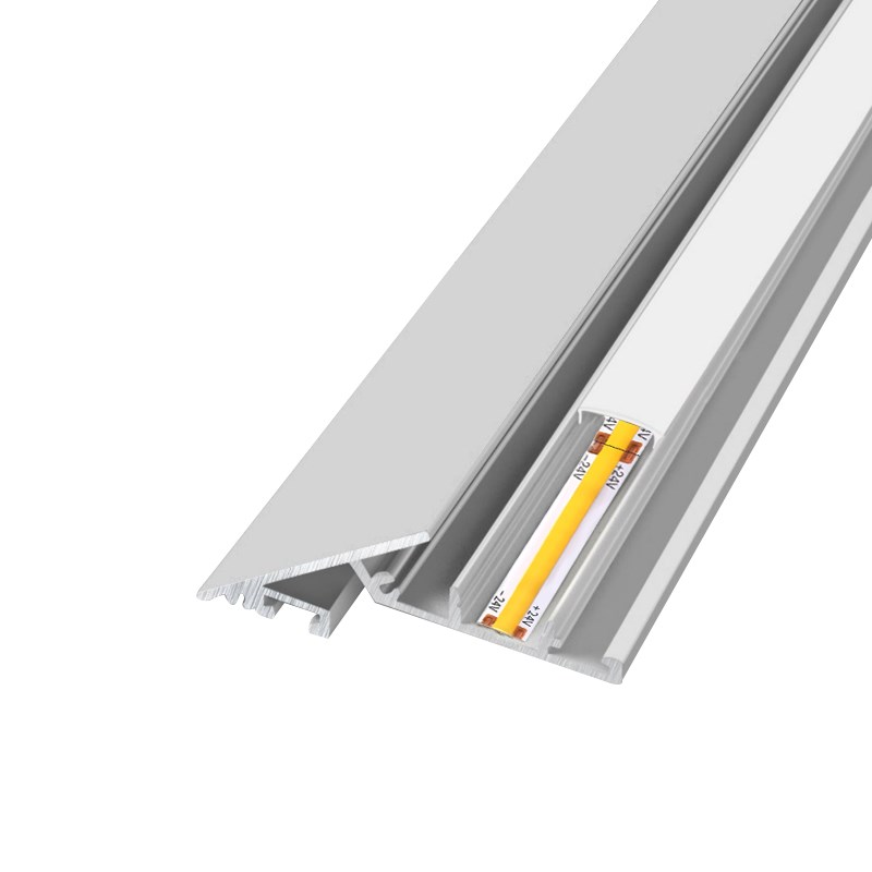 薄如蝉翼悬浮吊顶斜面5度发光洗墙灯槽超薄收边型材氛围反光灯槽