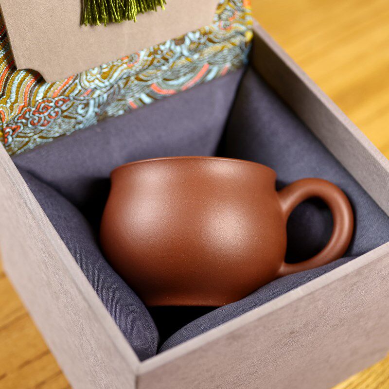 宜兴黄龙山原矿红皮龙紫砂手工带把茶杯茶碗主人杯工夫茶杯
