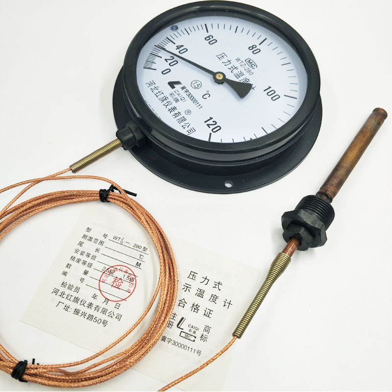 红旗新WTZ2压力式温度计测油水液体蒸汽锅炉指针温度工业表