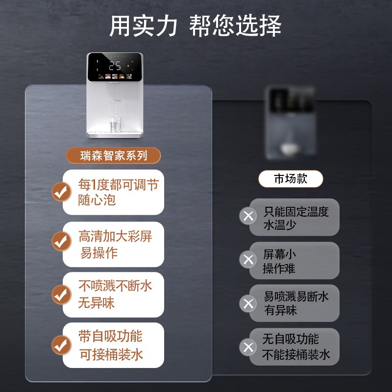 瑞森家用壁挂式管线机无水箱接桶装水自吸餐边柜即热饮水202新款