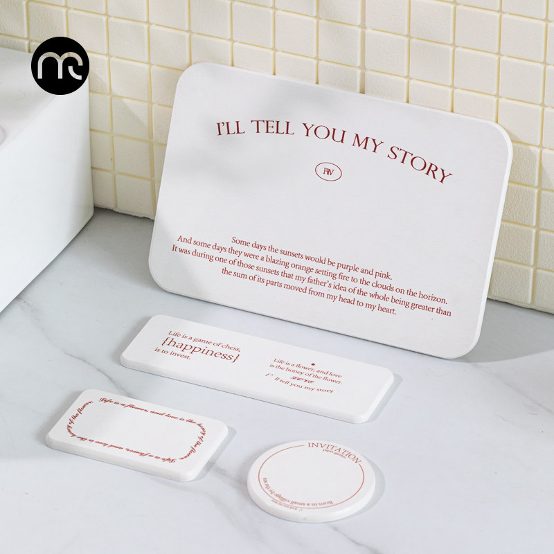 慕奈  硅藻泥地垫浴室卫生间吸水垫肥皂牙杯洗漱垫速干防滑香皂托