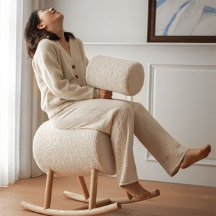 集木室物所 木马摇摇椅儿童家用实木简约现代阳台休闲单人儿童