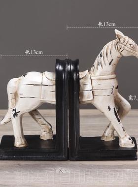 高档式创品意复古书靠书档 现代简公约软装书美房酒柜办室装饰摆