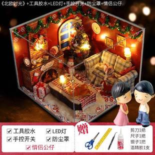 高档i手工小屋拼装 微y缩建筑模型小房子玩具摆件创意d生礼物女日