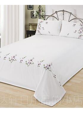 高档外贸棉纯棉刺全绣绣花田园白色床单式1.8m2.0四床上用品m双人