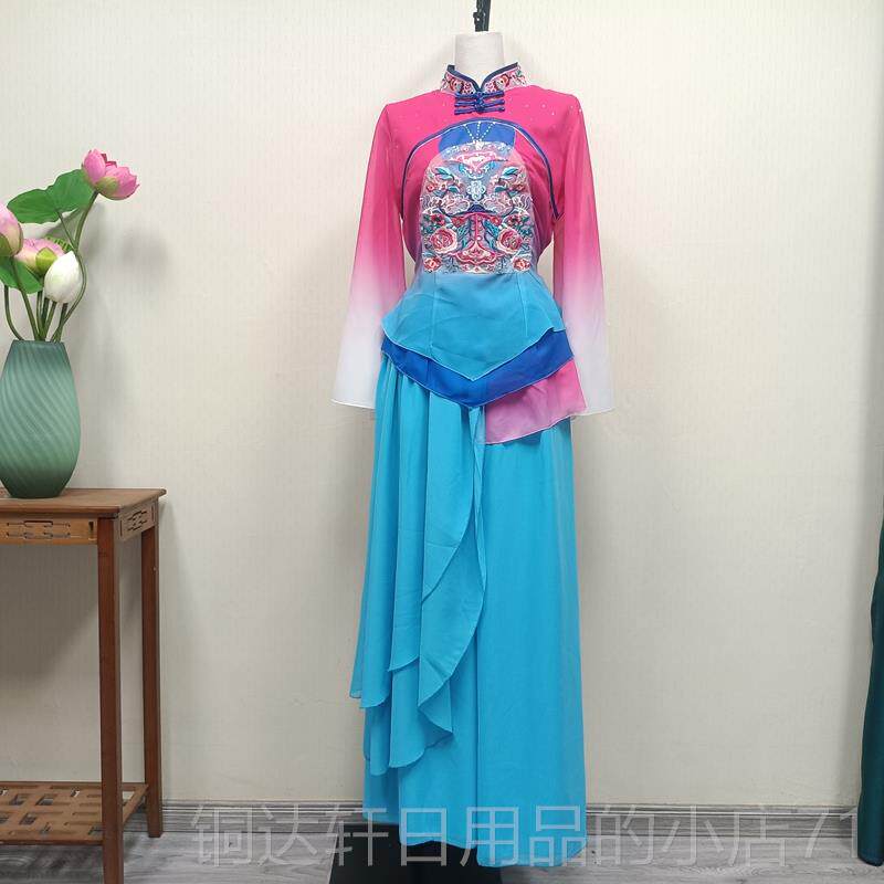 高档绥德榆林新款北国秧歌展全陕演跳舞服装女子舞演出扇服