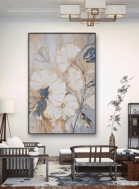 S5114- 花开富贵手工油画沙发背景玄关挂画客厅背景墙装饰画装