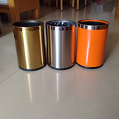 双层圆形不锈钢垃圾桶家用酒店宾馆客厅办公室创意客房桶纸篓无盖