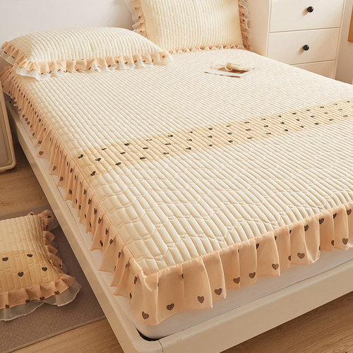 夏季乳胶凉席床笠罩带花边冰丝席三件套可机水洗折叠空调软席防滑