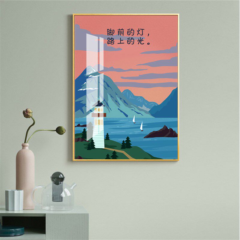 路上的光挂画装饰画晶瓷画装饰品客厅画现代金属框画壁画卧室画
