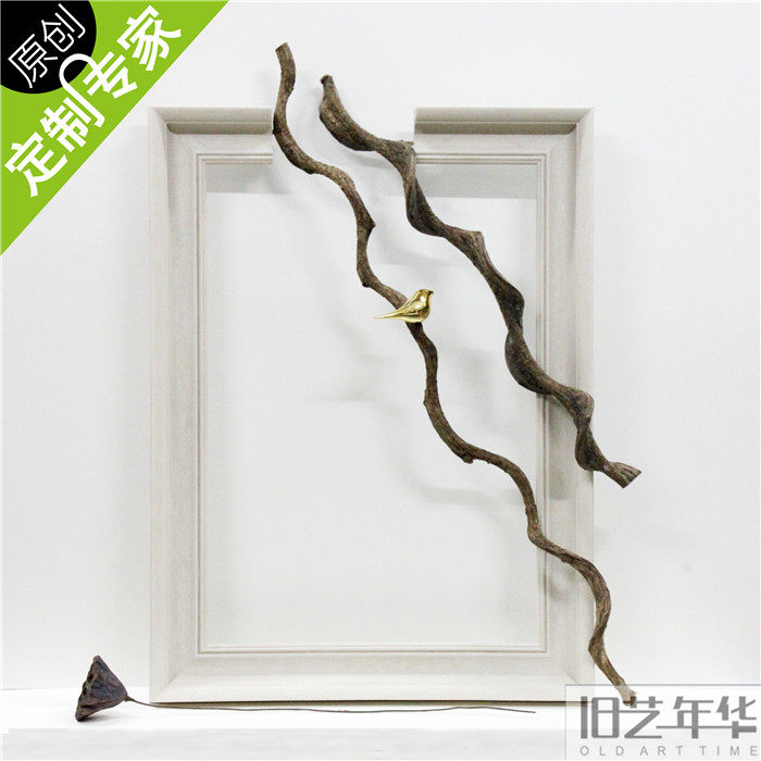 创意手工画 天然实物树枝小鸟装饰画 现代原古田园森林实物挂画
