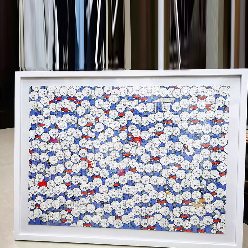 1000片小蓝和他朋友们拼图框架装裱白卡纸铝合金画框7050相框挂墙