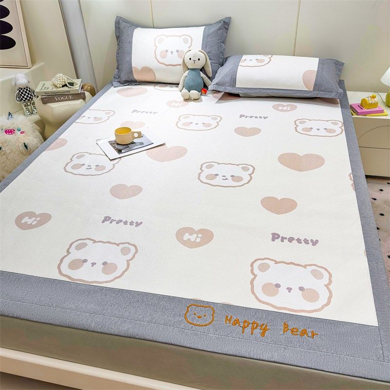 夏天藤席冰丝席三件套卡通凉席可水洗单人家用空调软席子2024新款,床上用品,藤席,淘宝优惠券,粉丝福利购,淘宝优惠卷