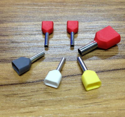 针形端子TE7508 接线端子冷压端子 双线管形预绝缘端头  E型管