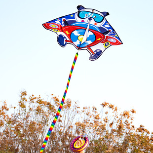 熊猫开飞机卡通潍坊风筝儿童微风易飞新款 风筝大人专用大型高档