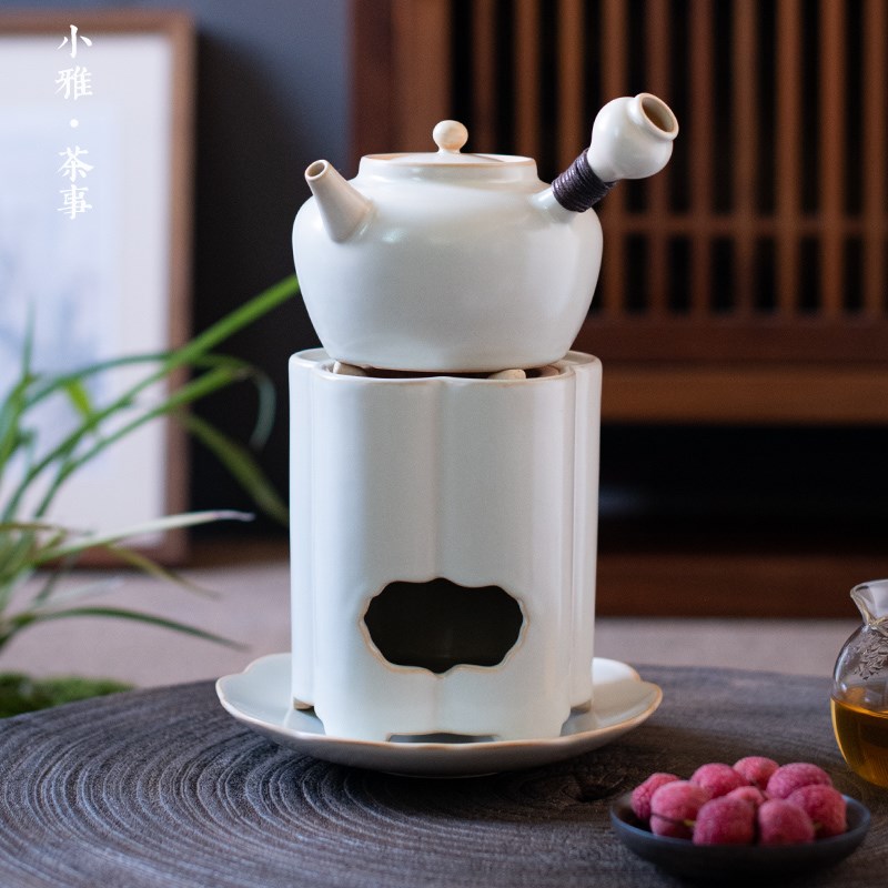 小雅炭火木围炉炭煮茶苏打釉侧把壶陶壶家用室内全套炉碳炉煮茶壶